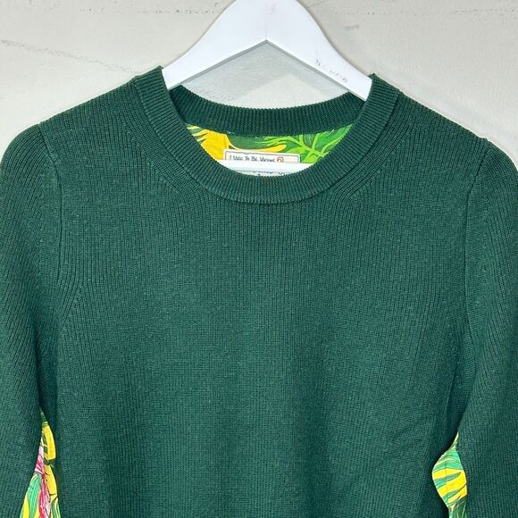 Sandrine Rose Butterfly Fern Wool Mixed Media Sweater Oversized Women M NWT - Picture 7 of 11